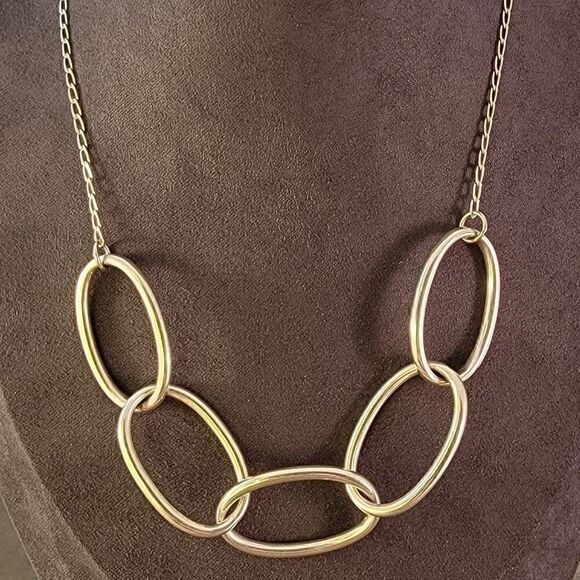 Sterling Contemporary Large Five Oval Loop Necklace - Picture 1 of 6
